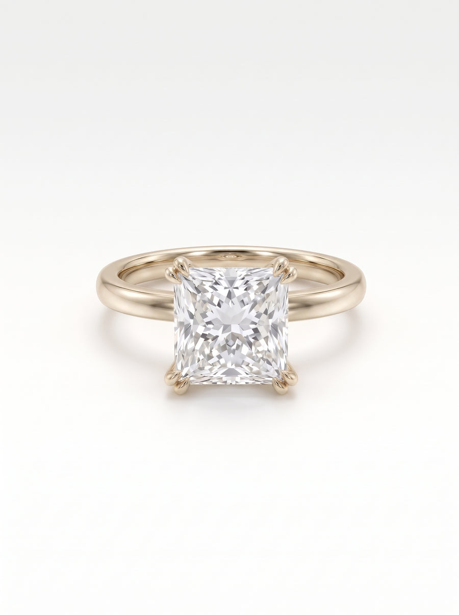 Princess Cut Hidden Halo Engagement Ring