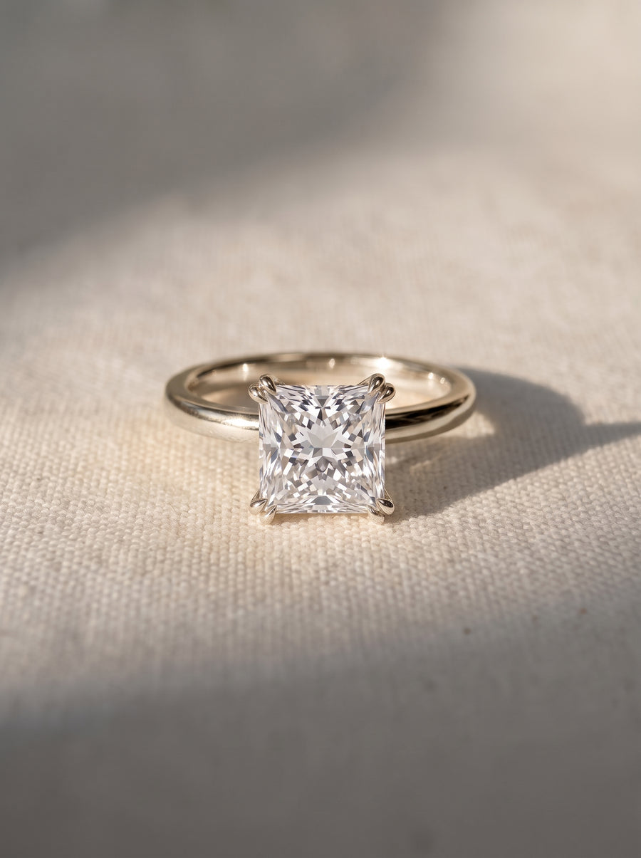 Princess Cut Hidden Halo Engagement Ring