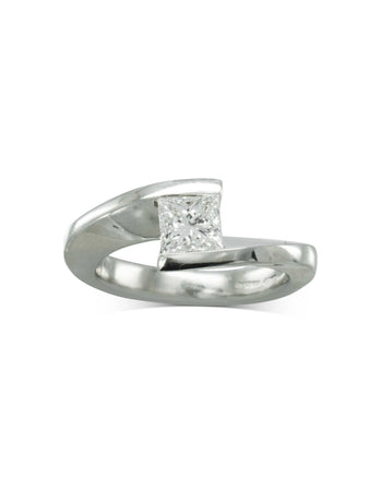 Flat Twist Platinum Princess Cut Diamond Engagement Ring Ring Pruden and Smith   