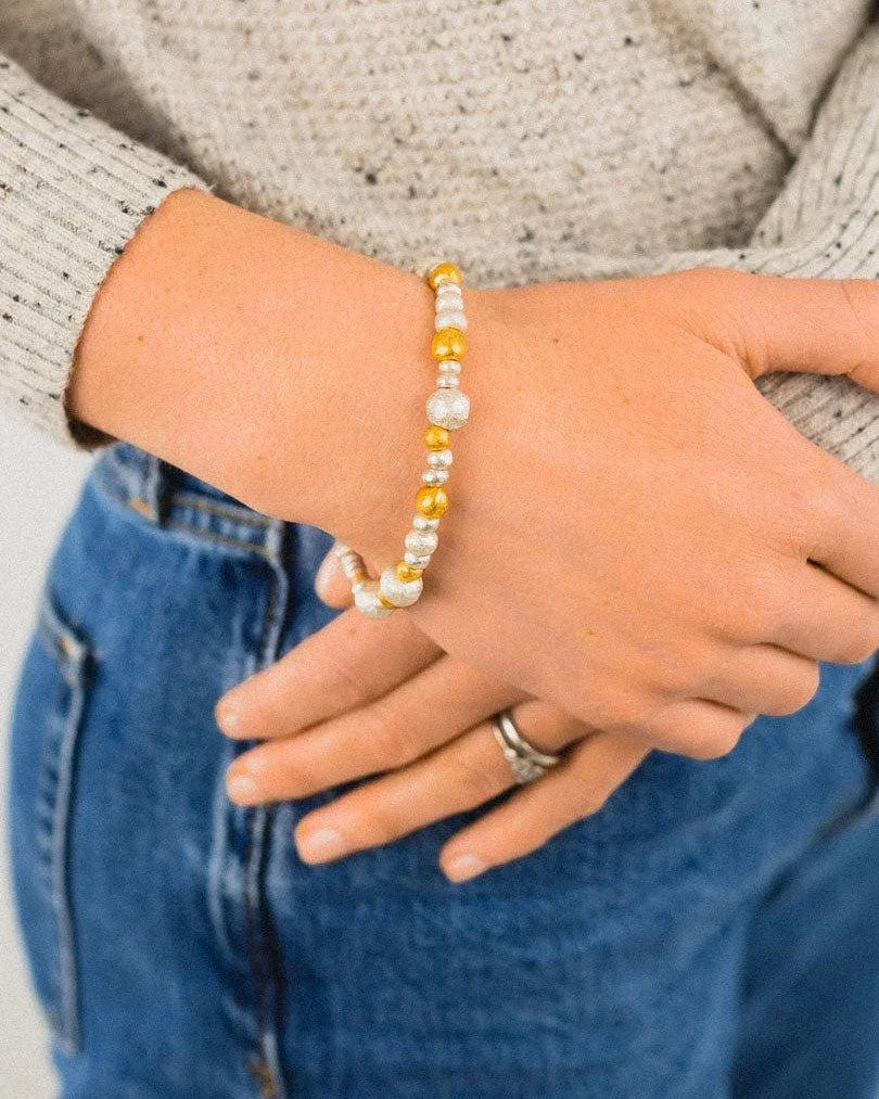 Random Nugget Silver and Gold Bracelet Bracelet Pruden and Smith