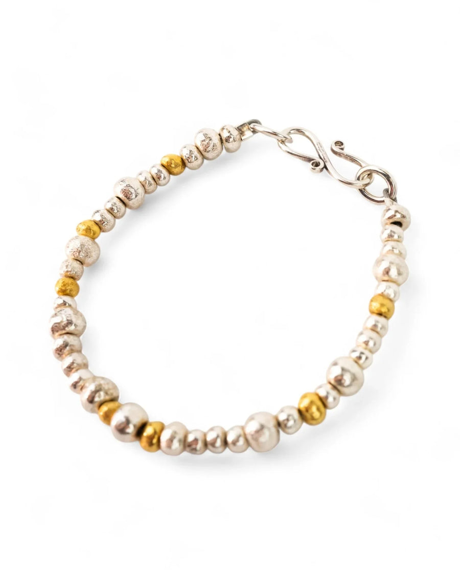 Random Nugget Silver and Gold Bracelet Bracelet Pruden and Smith