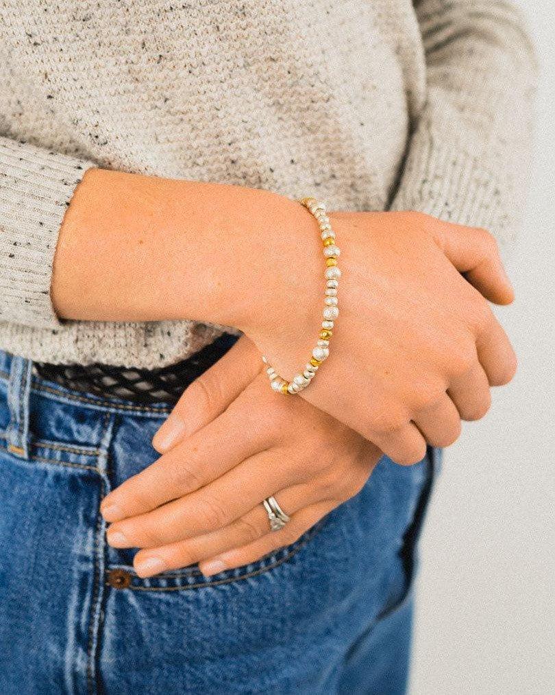 Random Nugget Silver and Gold Bracelet Bracelet Pruden and Smith