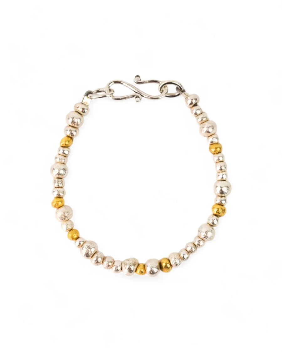 Random Nugget Silver and Gold Bracelet Bracelet Pruden and Smith 3-6mm