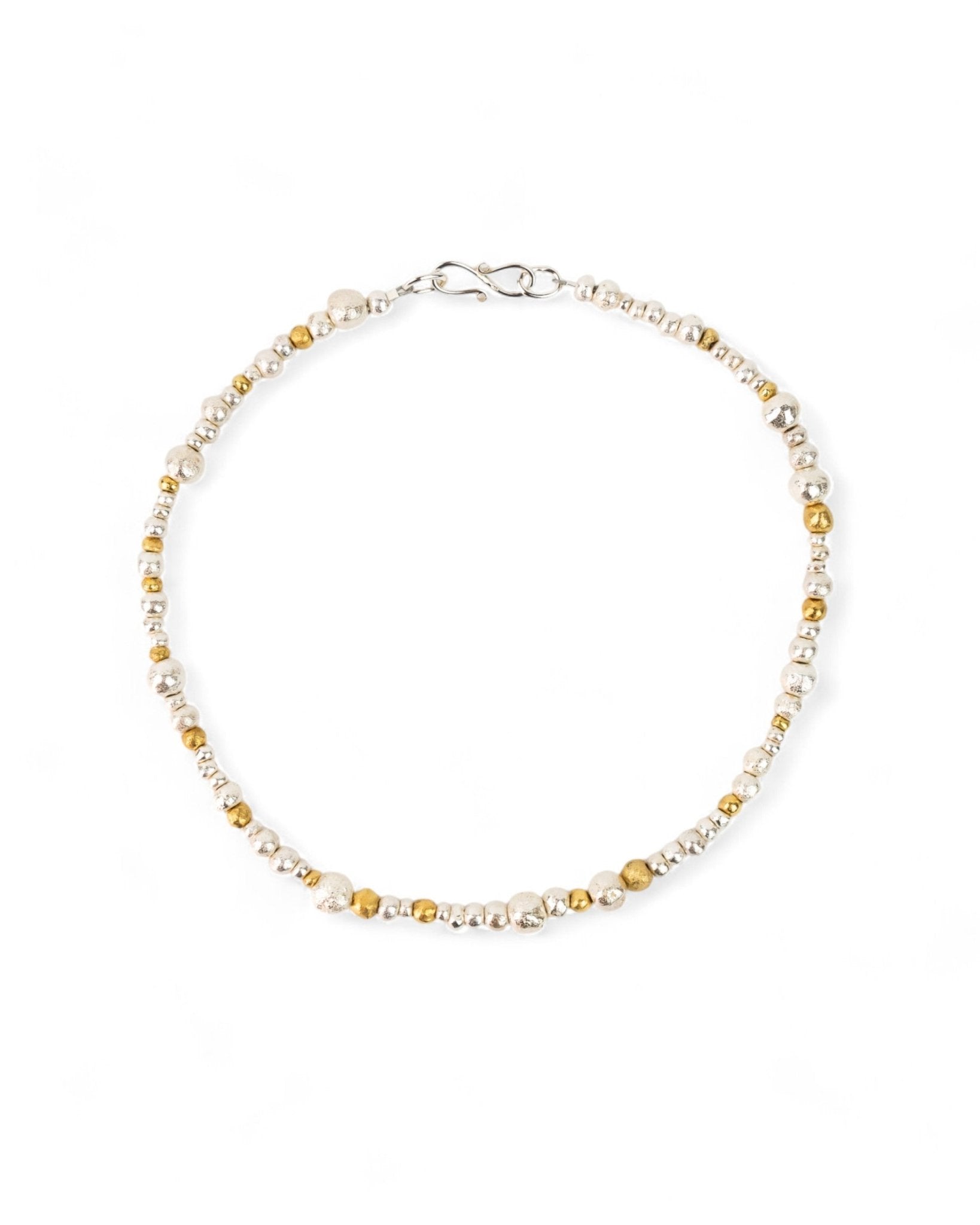 Random Nugget Silver and Gold Necklace Necklace Pruden and Smith 3-8mm