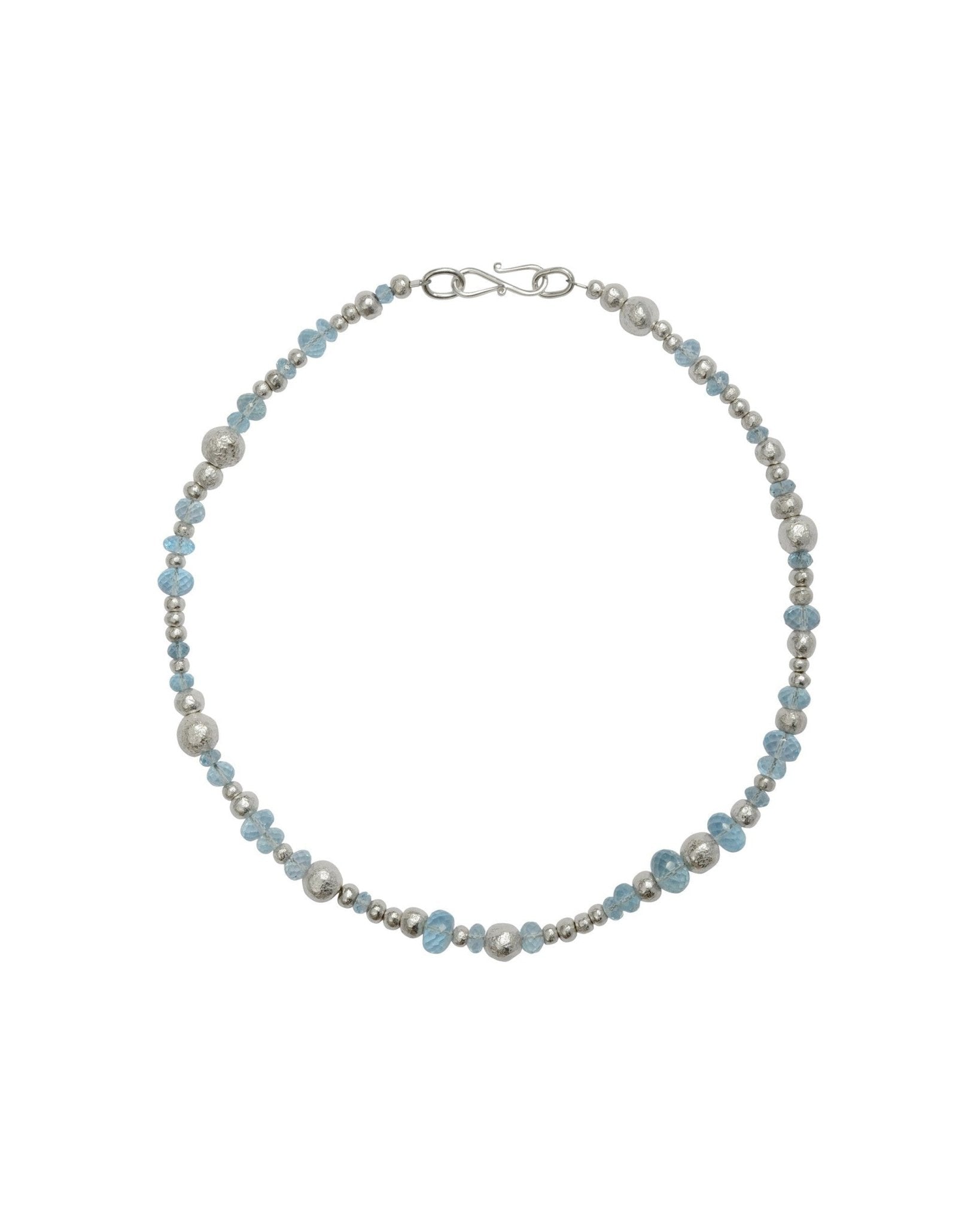 Random Silver Nugget and Blue Topaz Necklace Necklace Pruden and Smith