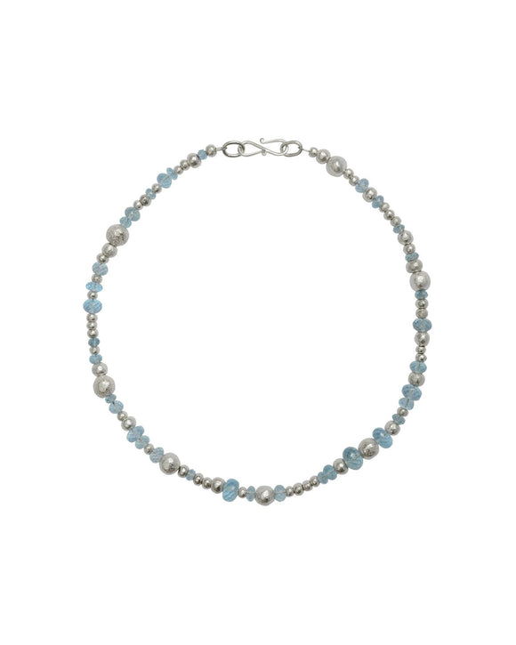 Random Silver Nugget and Blue Topaz Necklace Necklace Pruden and Smith