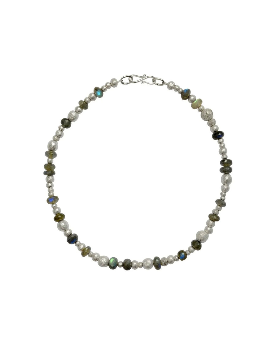 Random Silver Nugget Gemstone Necklace Necklace Pruden and Smith