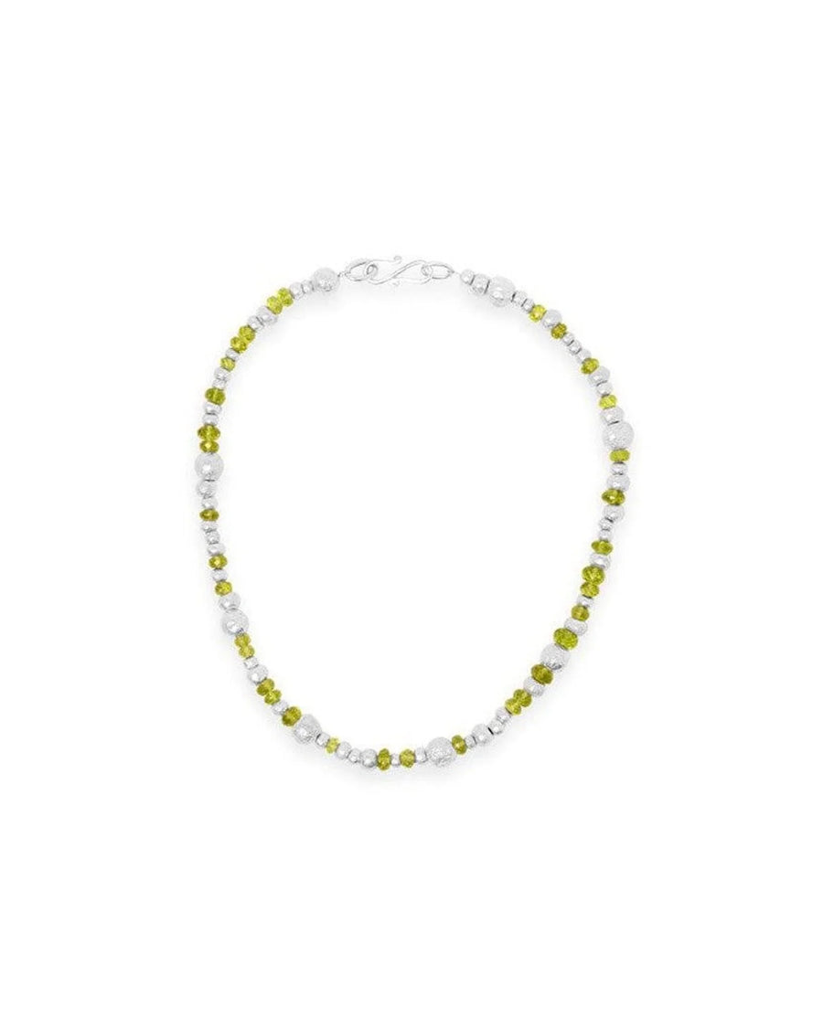 Random Silver Nugget Gemstone Necklace Necklace Pruden and Smith Peridot (Lime Green)