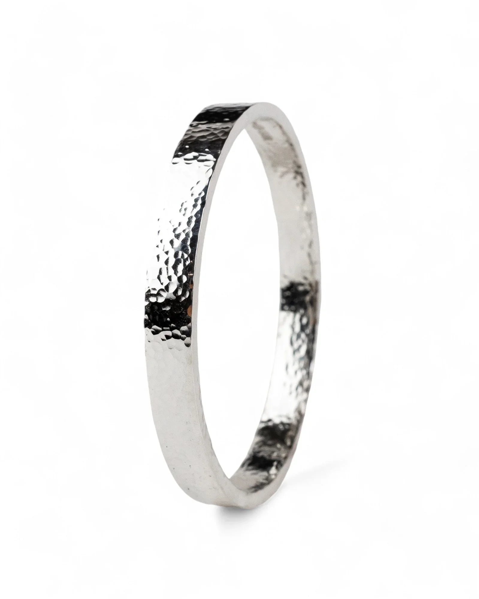 Hammered Rectangular Solid Silver Bangle Bangle Pruden and Smith Small (60mmID)