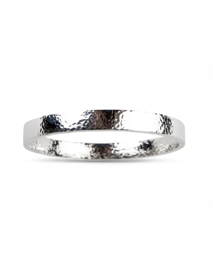 Hammered Rectangular Solid Silver Bangle Bangle Pruden and Smith