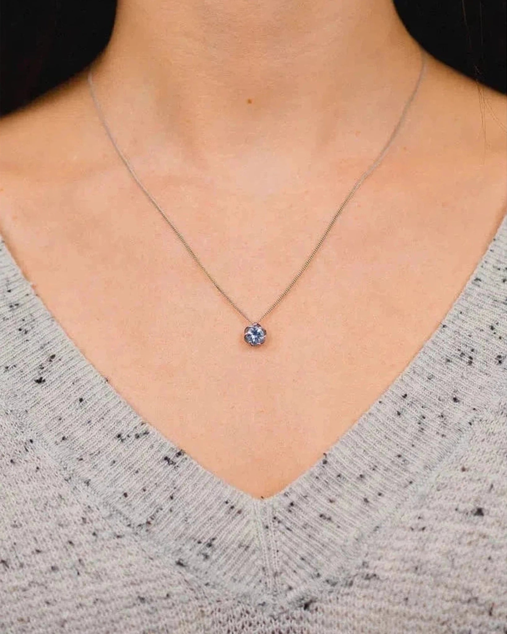 Revolved Claw 9ct White Gold Aquamarine Pendant Pendant Pruden and Smith