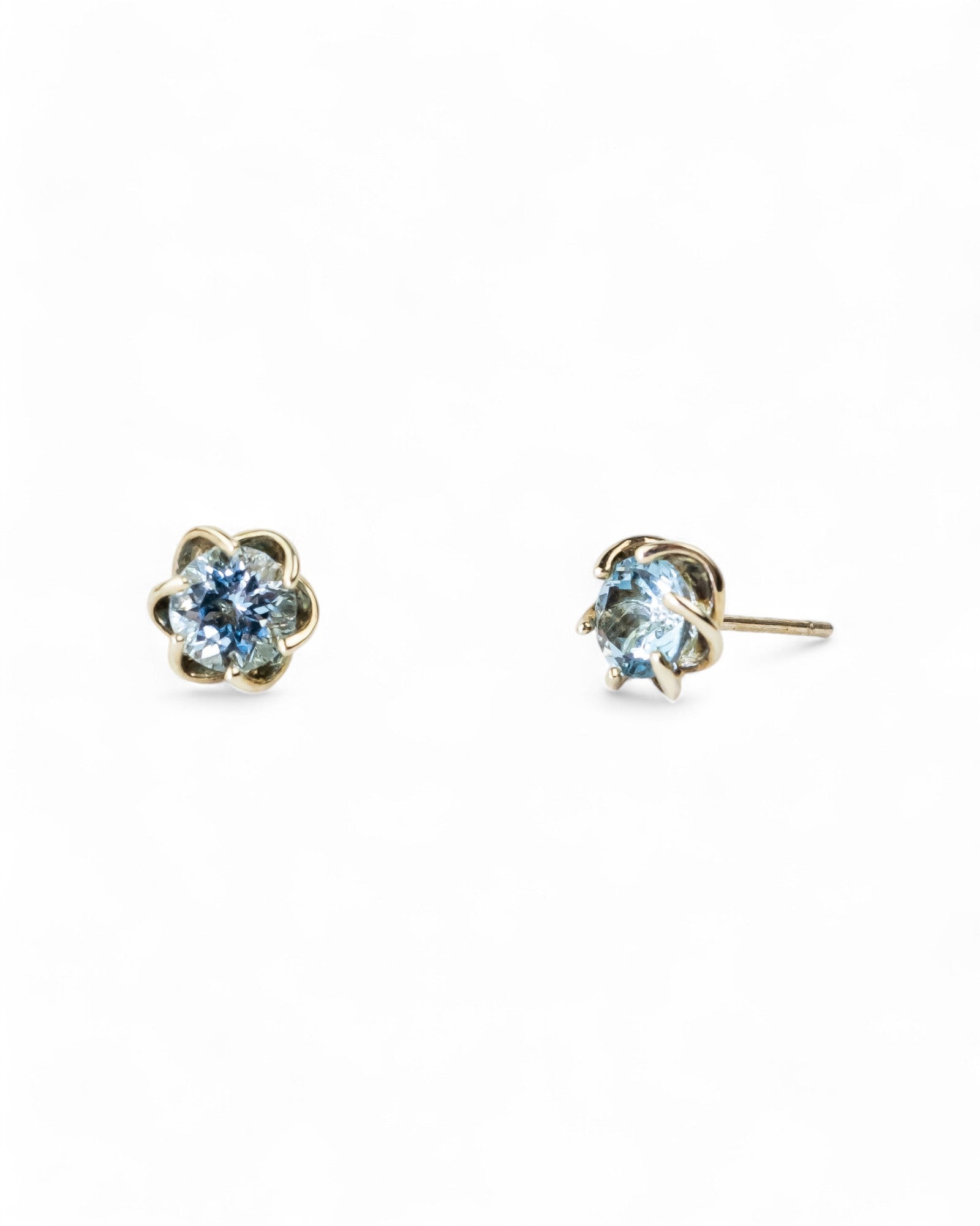 Revolved White Gold Aquamarine Stud Earrings Earrings Pruden and Smith