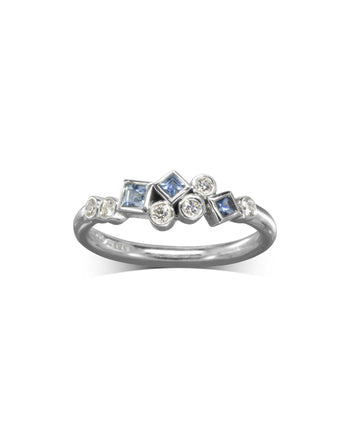 Unusual Water Bubbles Rocky Aquamarine Diamond Half Eternity Ring Pruden and Smith