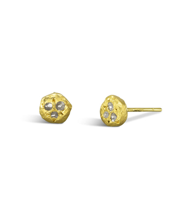 Nugget Yellow Gold Rough Diamond Stud Earrings (6mm) Pruden and Smith