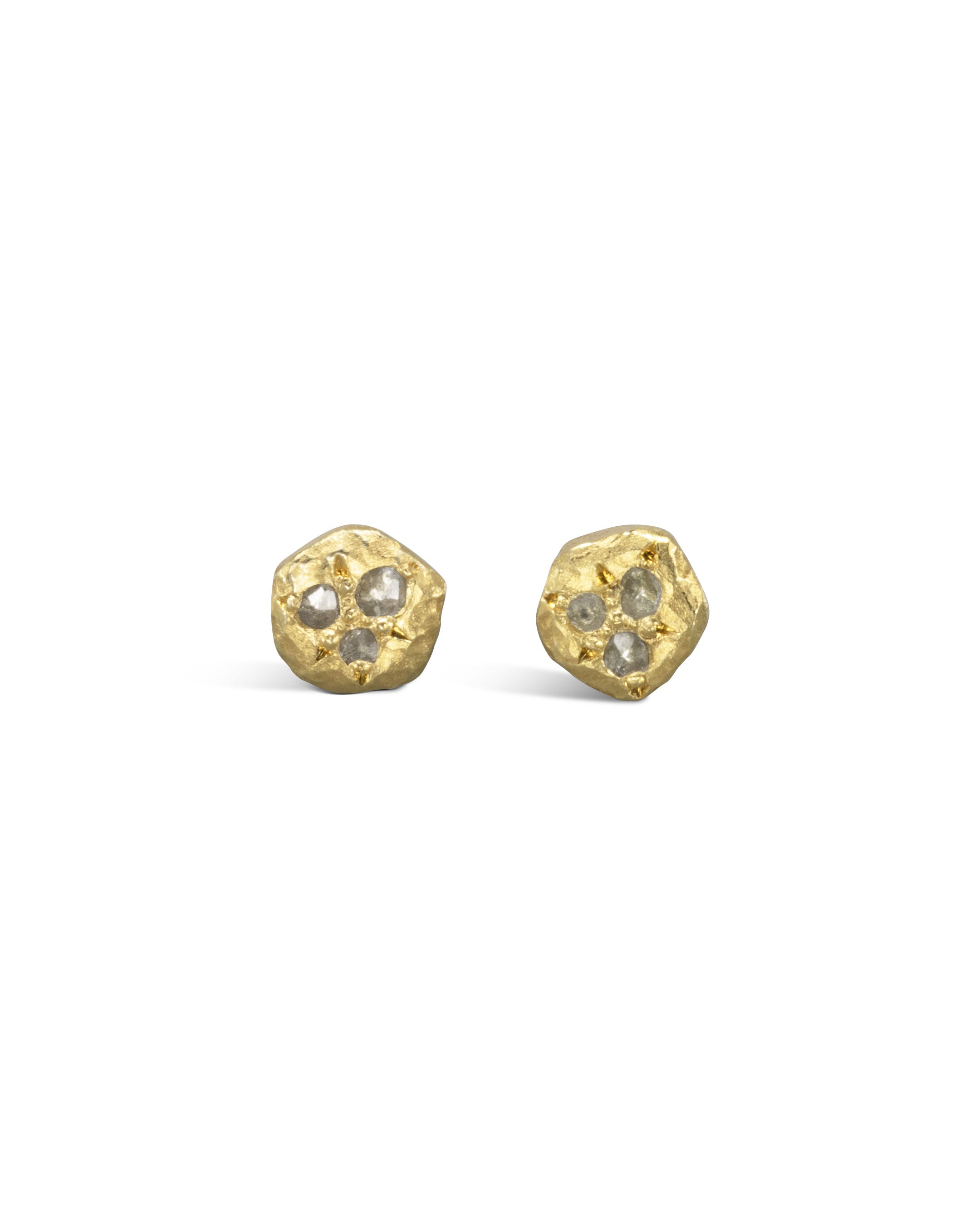 Nugget Yellow Gold Rough Diamond Stud Earrings (6mm) Pruden and Smith