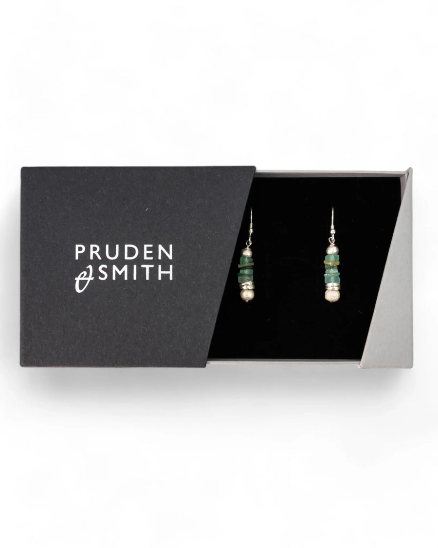 Roman Glass Button Dangly Earrings Earrings Pruden and Smith