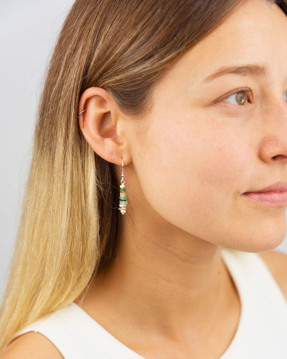 Roman Glass Button Dangly Earrings Earrings Pruden and Smith 6mm 25mm Drop