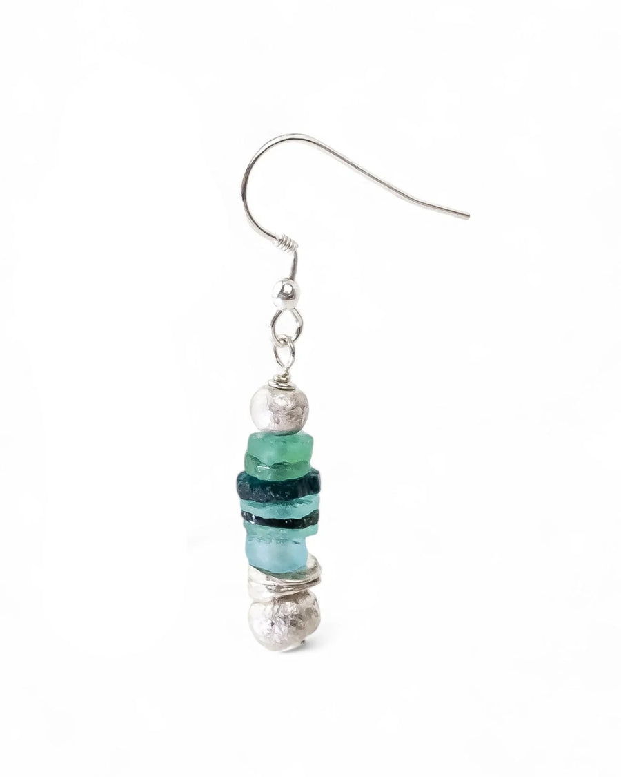 Roman Glass Button Dangly Earrings Earrings Pruden and Smith