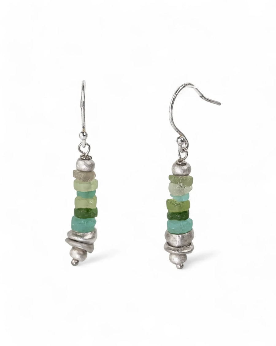 Roman Glass Button Dangly Earrings Earrings Pruden and Smith