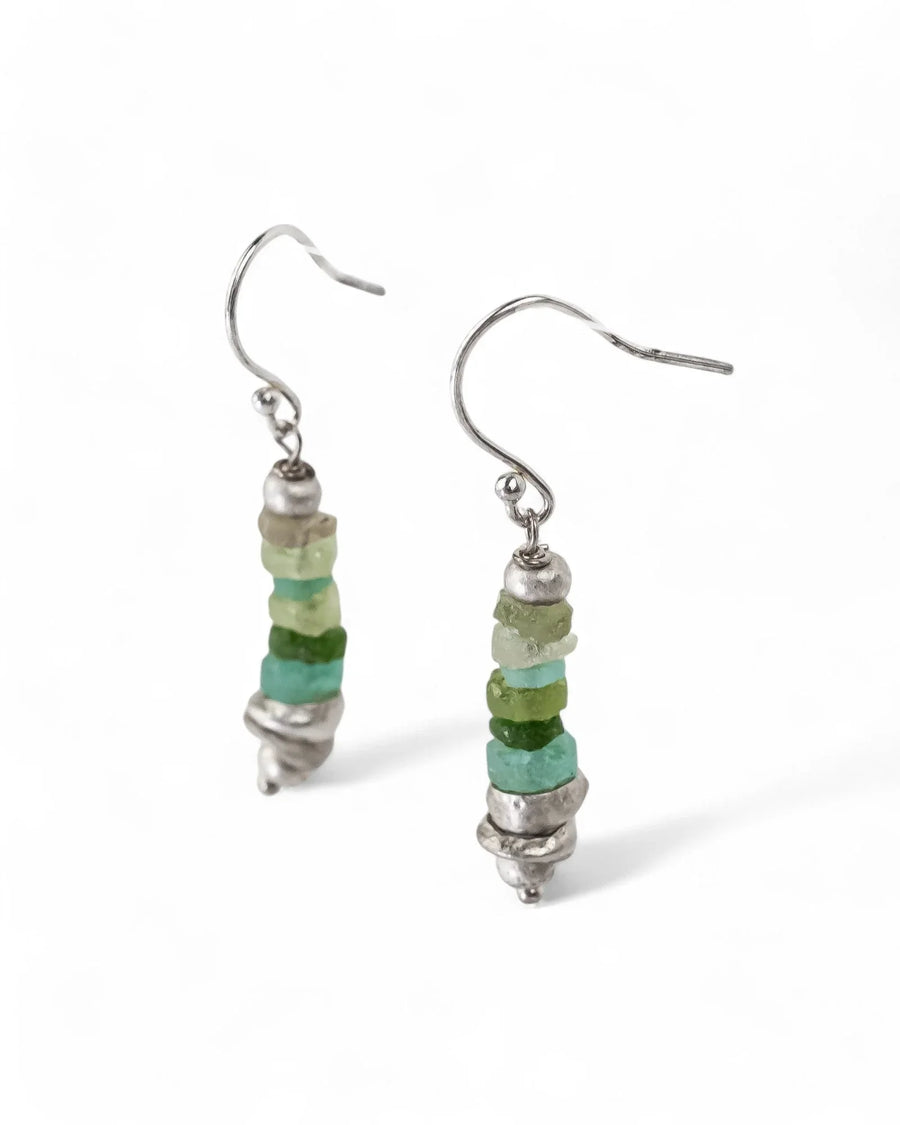 Roman Glass Button Dangly Earrings Earrings Pruden and Smith