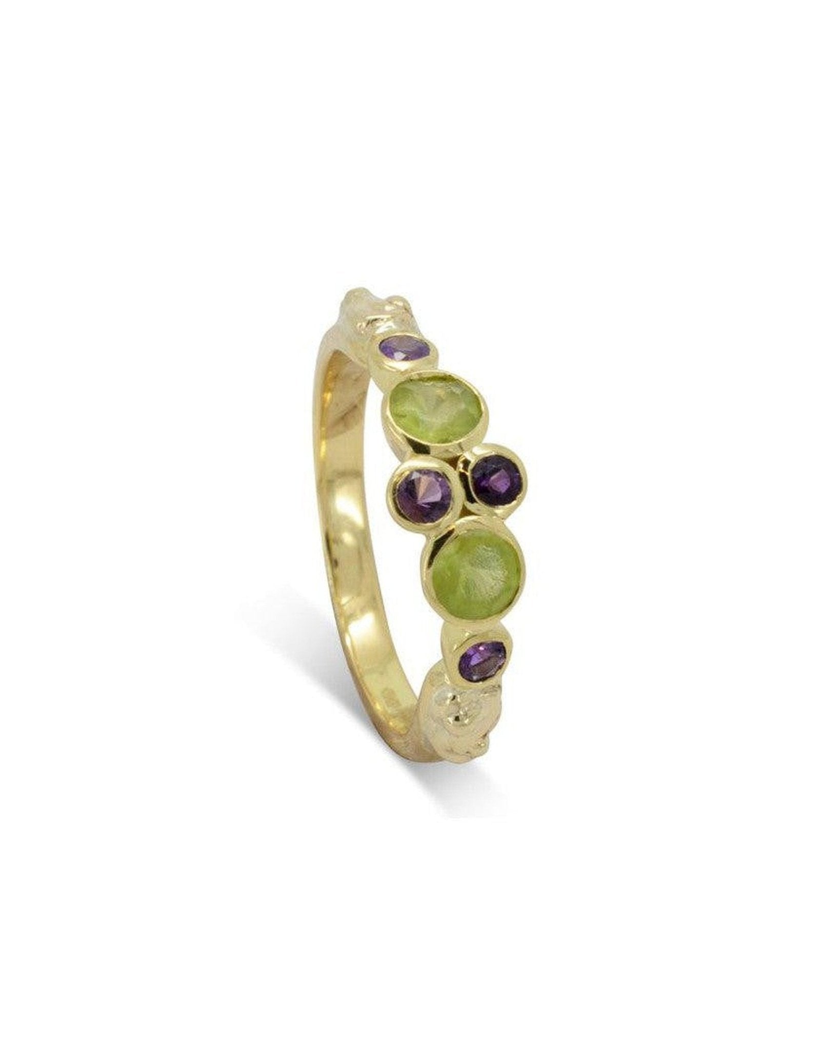 Roman Peridot and Amethyst Yellow Gold Ring Ring Pruden and Smith