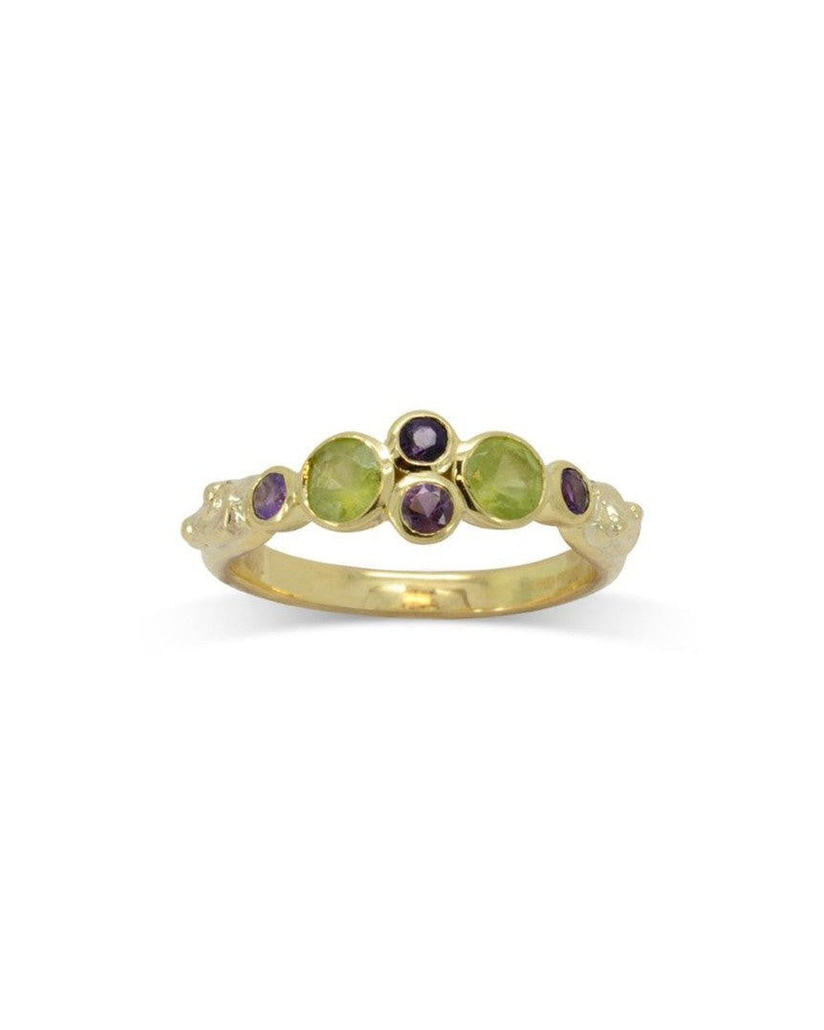 Roman Peridot and Amethyst Yellow Gold Ring Ring Pruden and Smith