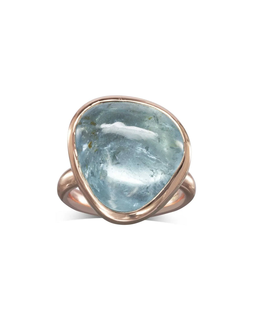 Rose Gold Aquamarine Cabochon Dress Ring Ring Pruden and Smith