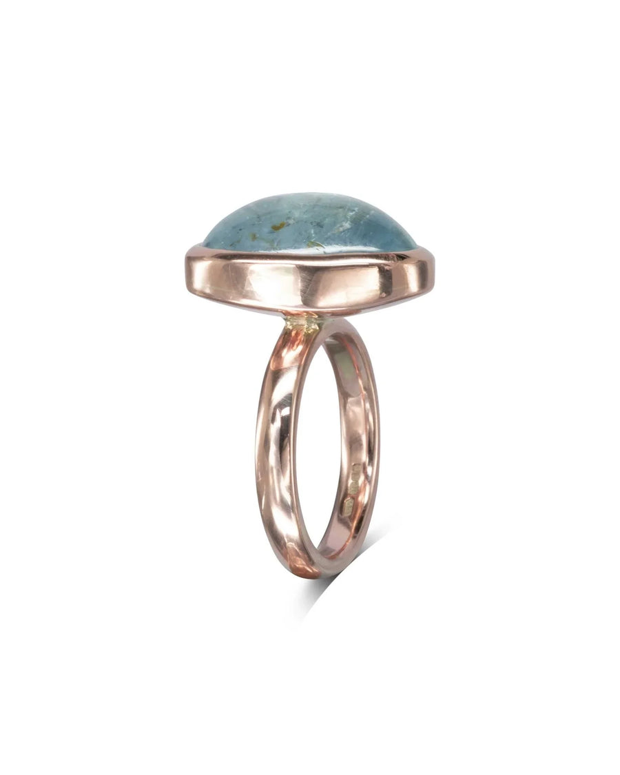 Rose Gold Aquamarine Cabochon Dress Ring Ring Pruden and Smith