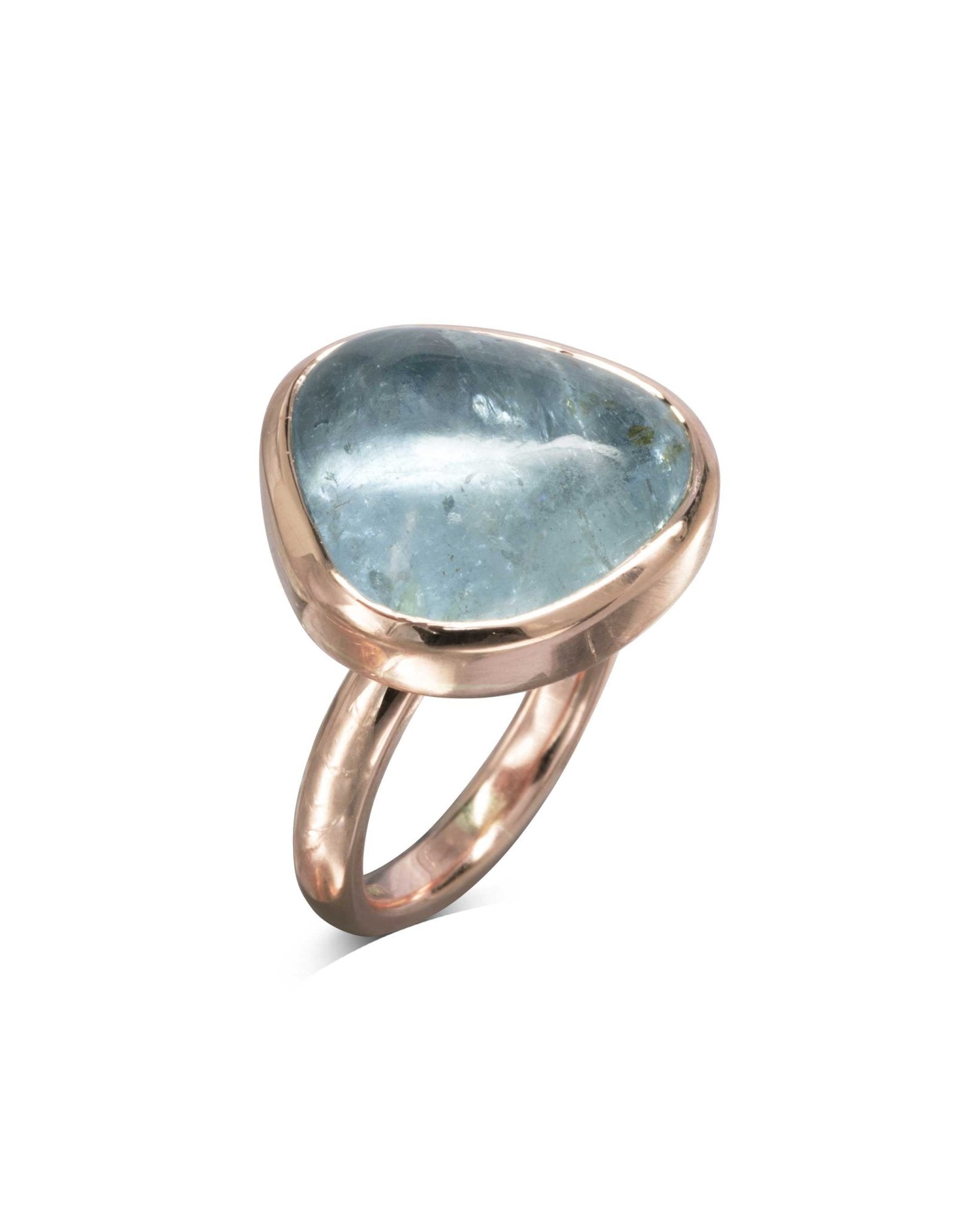 Rose Gold Aquamarine Cabochon Dress Ring Ring Pruden and Smith