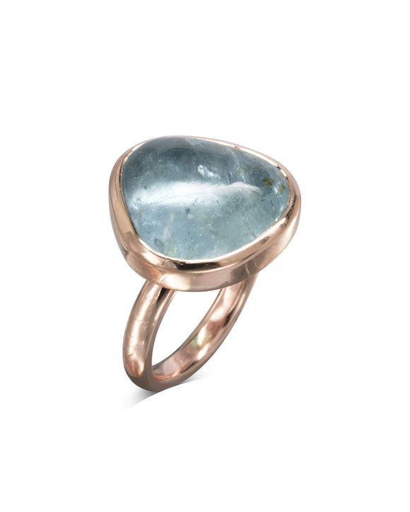 Rose Gold Aquamarine Cabochon Dress Ring Ring Pruden and Smith