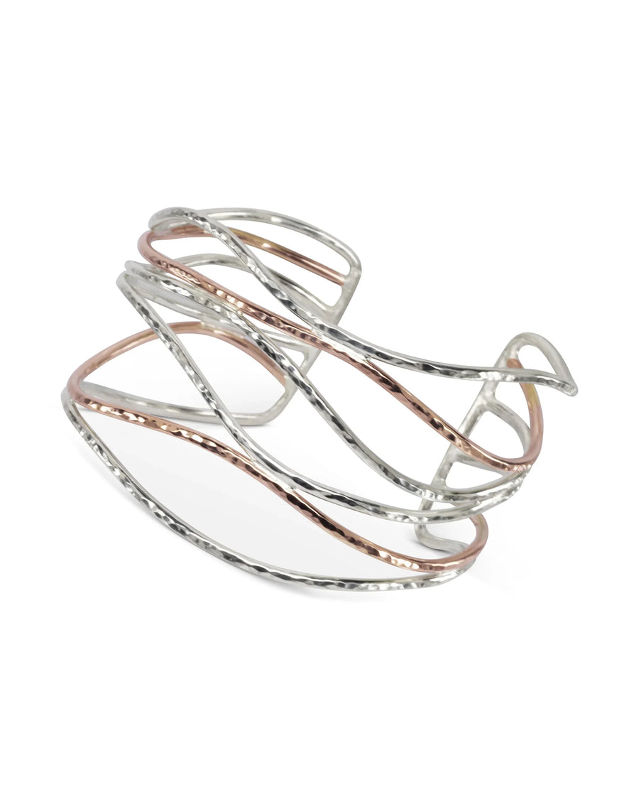 Rose Gold & Silver Cuff Bangle Six Strand Pruden and Smith