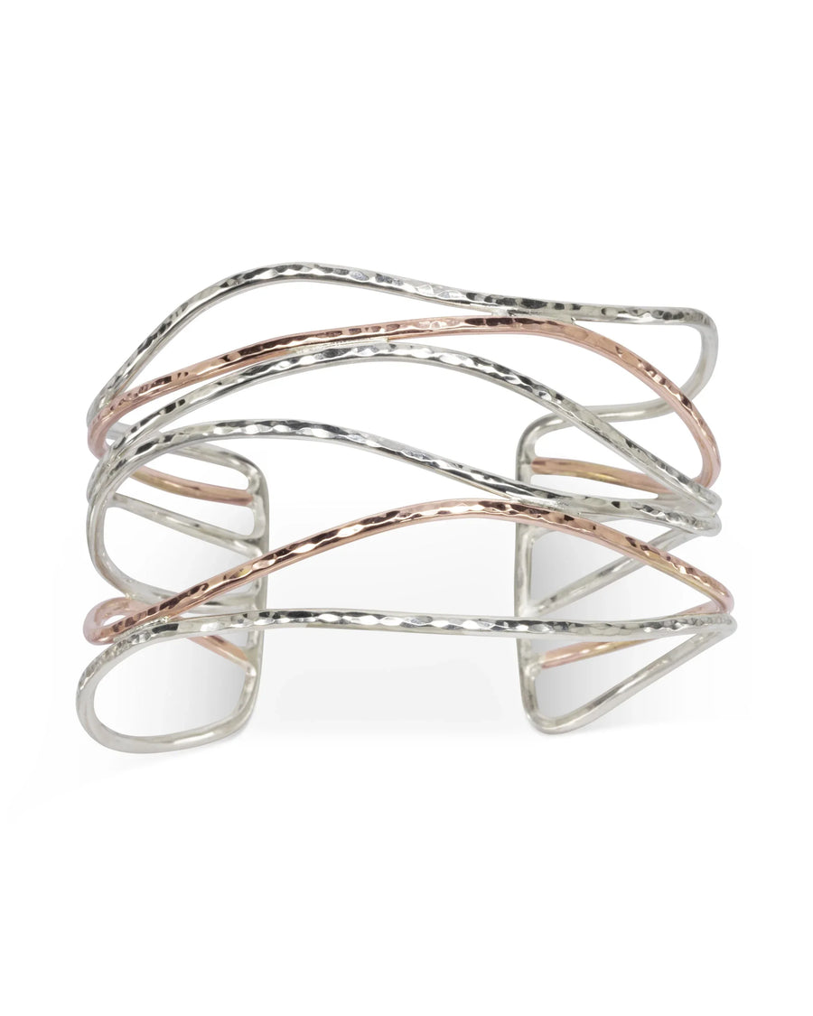 Rose Gold & Silver Cuff Bangle Six Strand Pruden and Smith