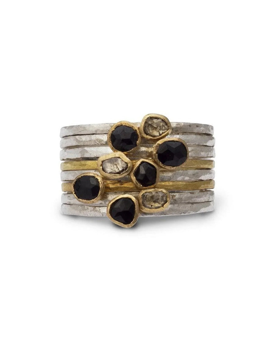 Rough Cut Gold Black Spinel Stacking Ring Ring Pruden and Smith