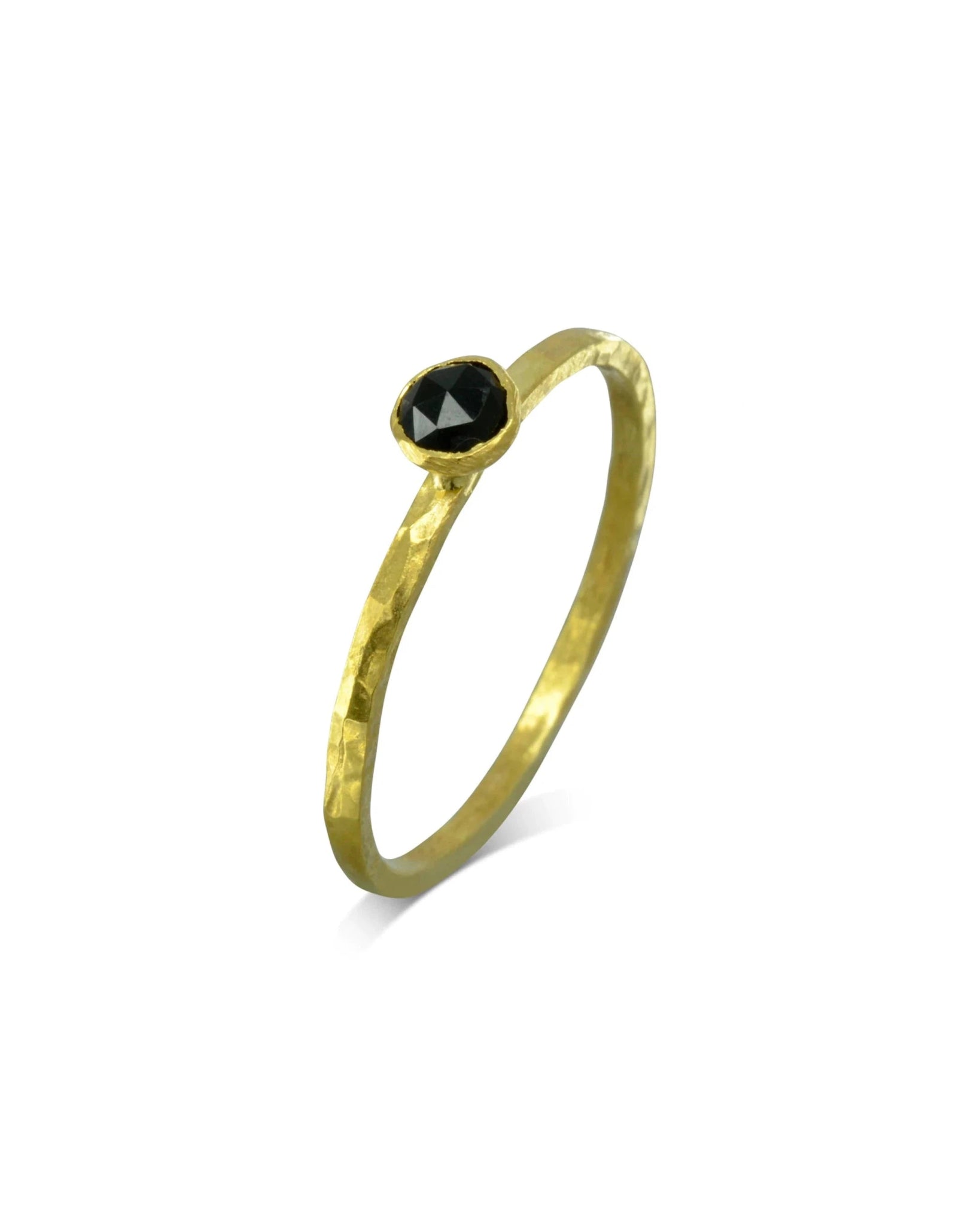 Rough Cut Gold Black Spinel Stacking Ring Ring Pruden and Smith