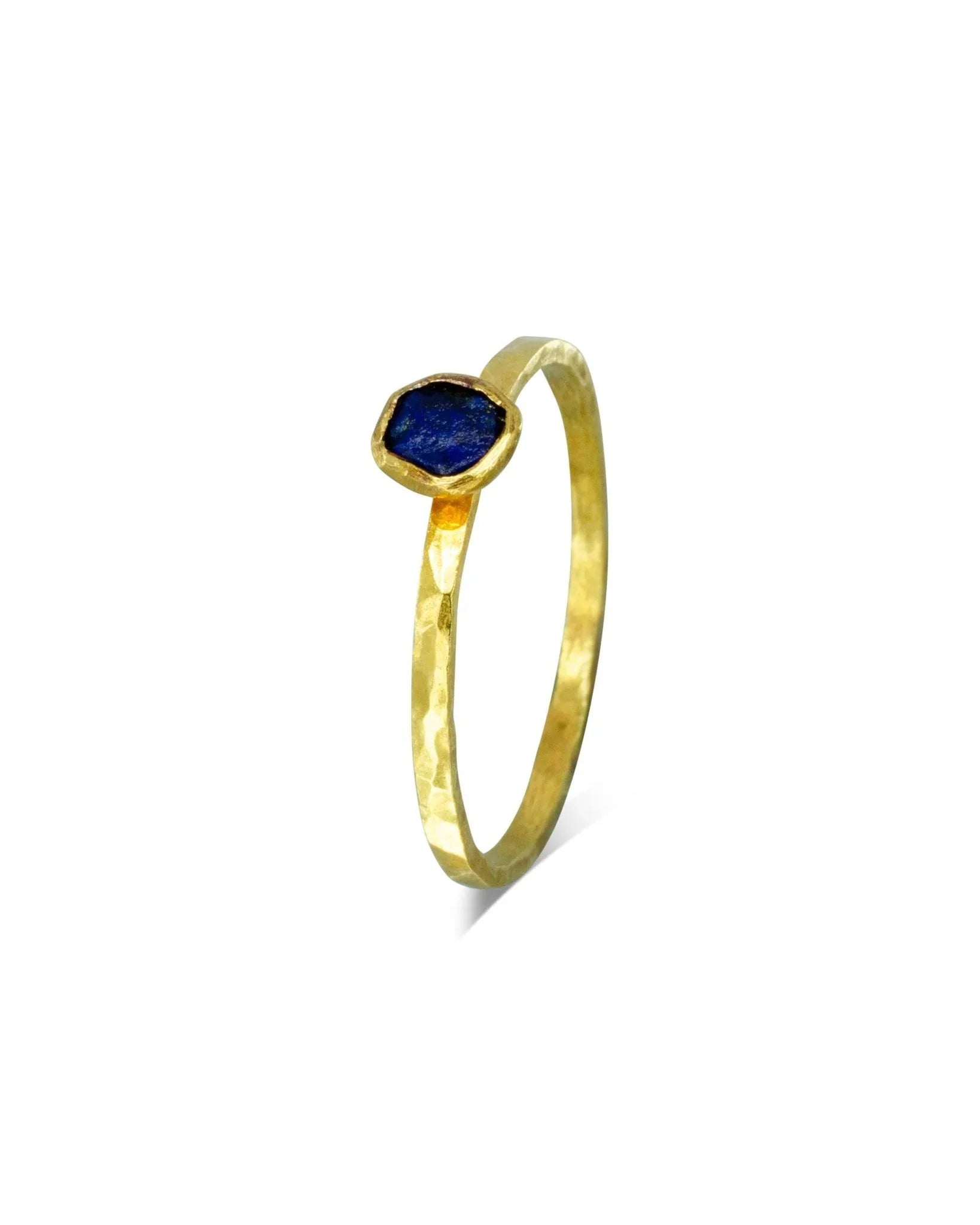 Rough Cut Lapis Lazuli Solid 18ct Gold Stacking Ring Ring Pruden and Smith
