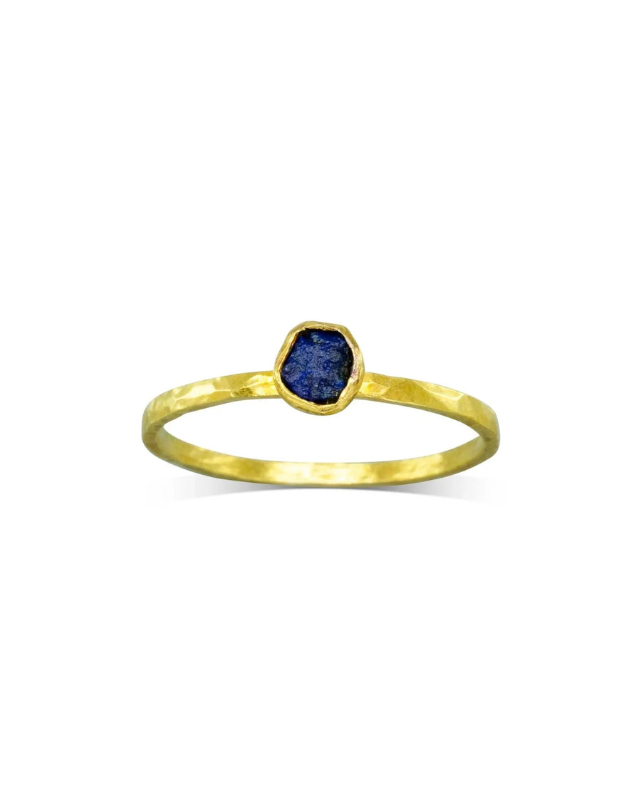 Rough Cut Lapis Lazuli Solid 18ct Gold Stacking Ring Ring Pruden and Smith
