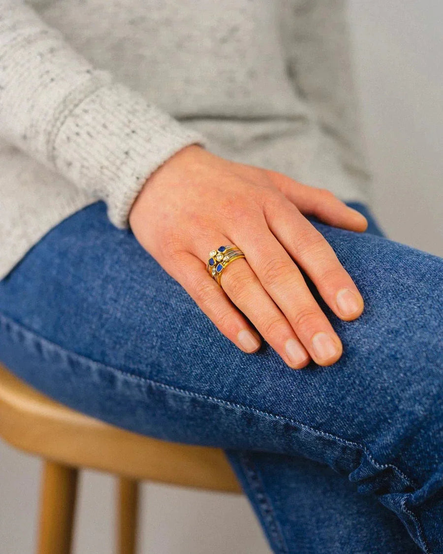 Rough Cut Lapis Lazuli Solid 18ct Gold Stacking Ring Ring Pruden and Smith