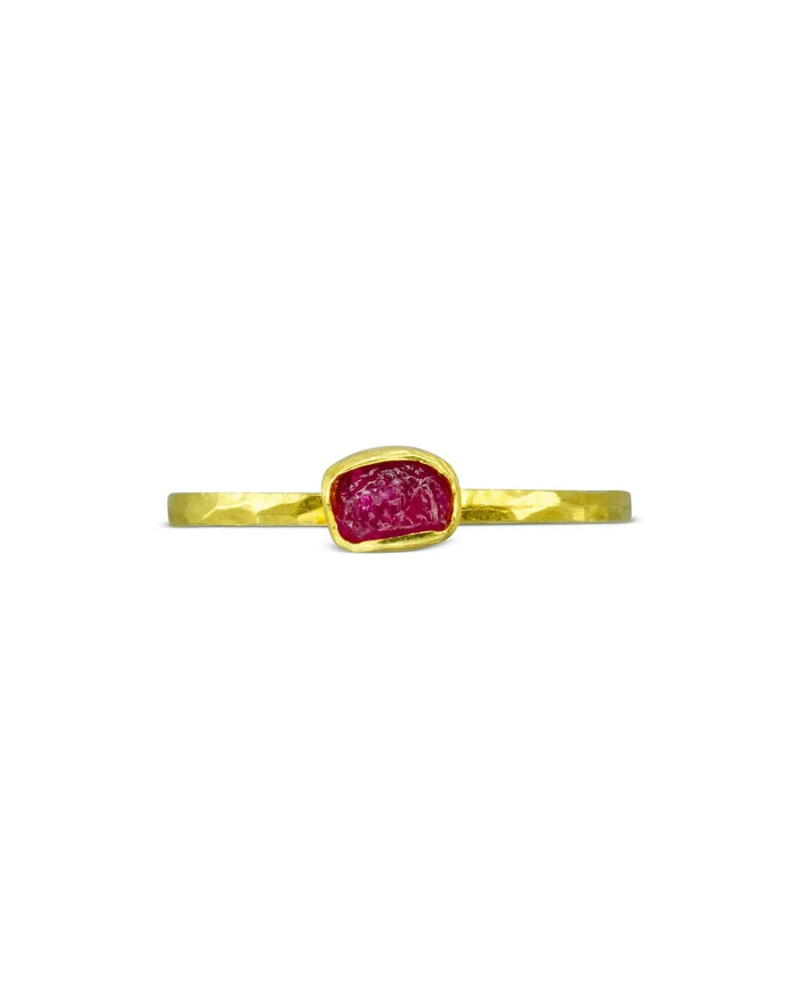 Rough Cut Ruby Gold Stacking Ring Ring Pruden and Smith