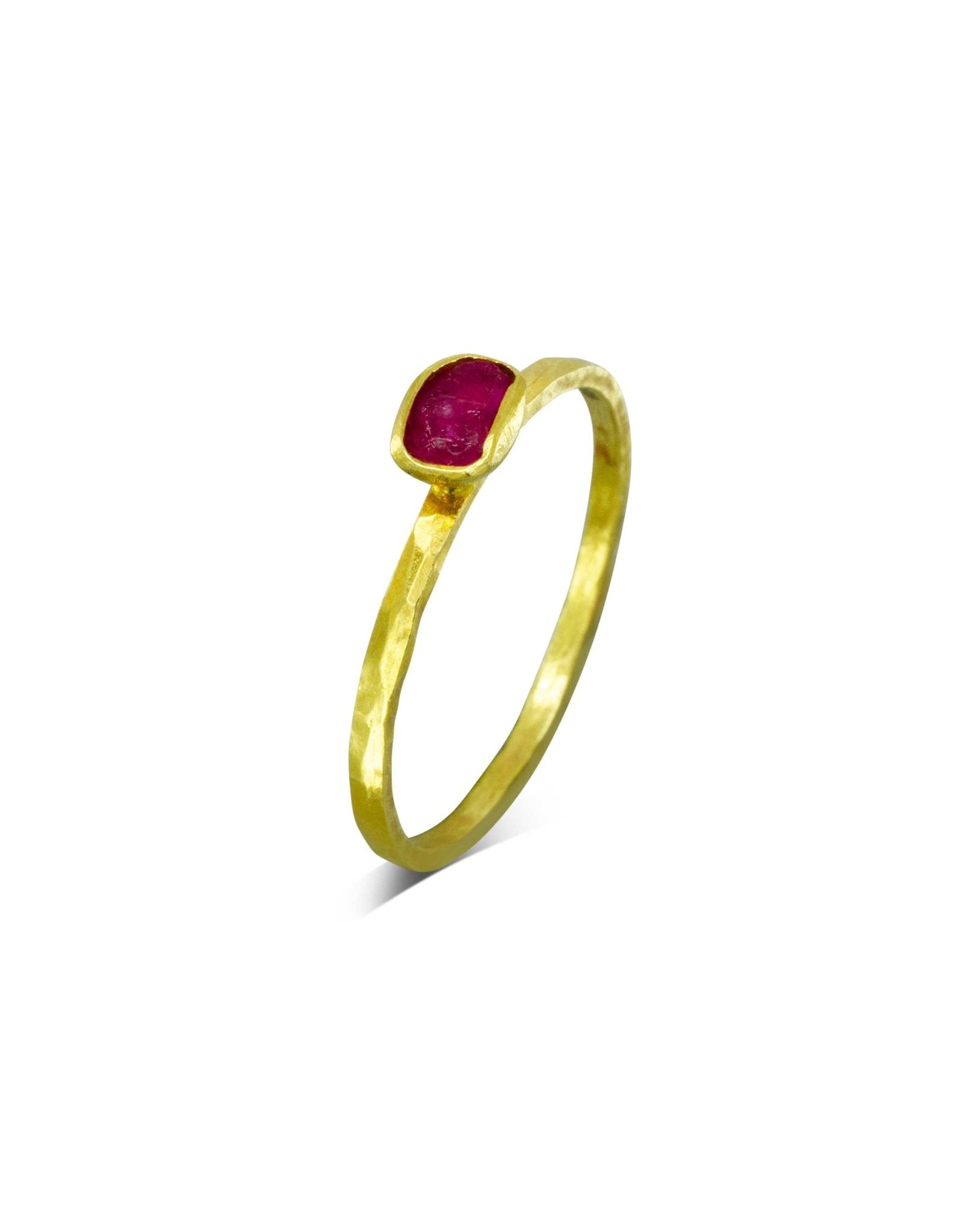 Rough Cut Ruby Gold Stacking Ring Ring Pruden and Smith