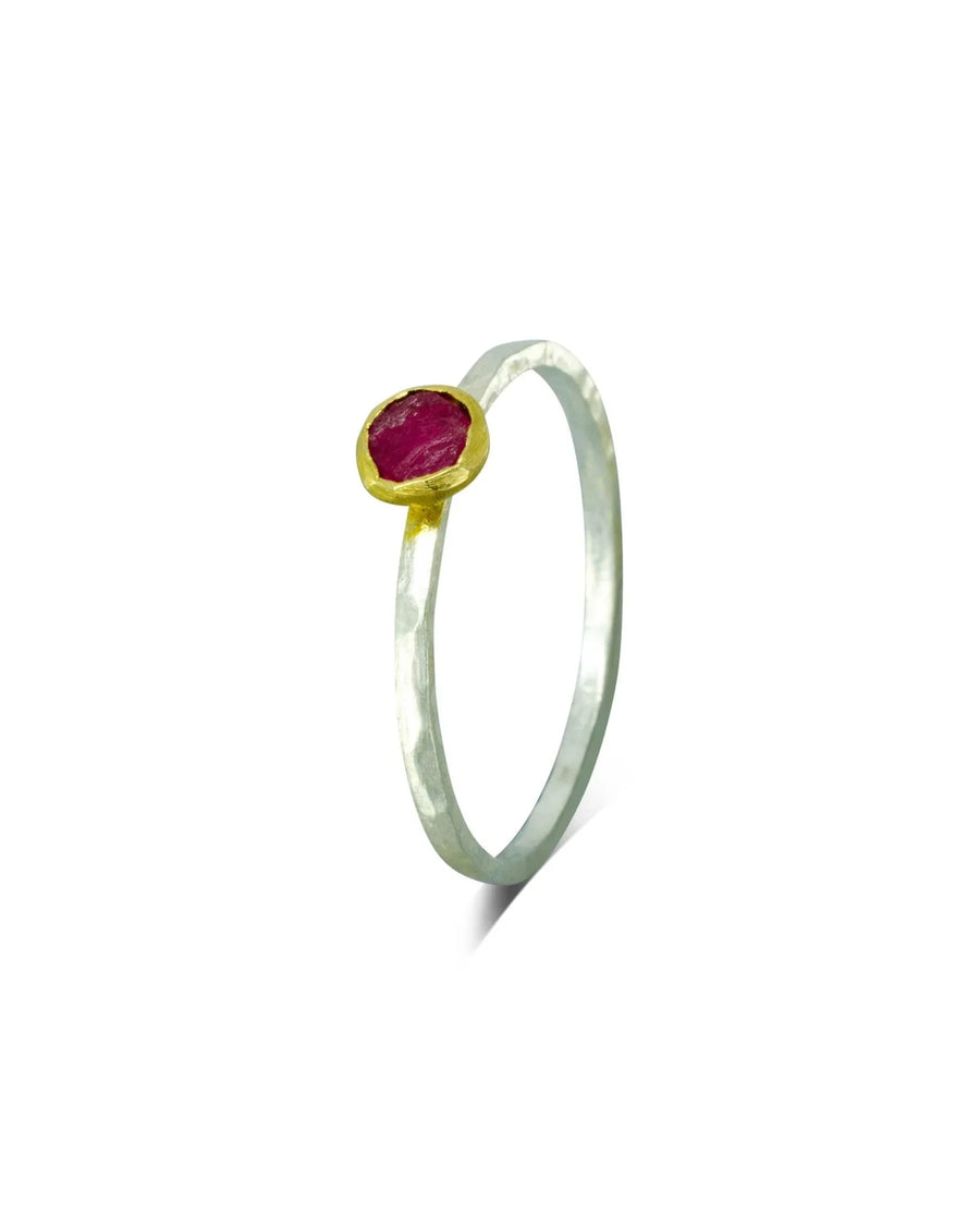 Rough Cut Ruby Silver Stacking Ring Ring Pruden and Smith