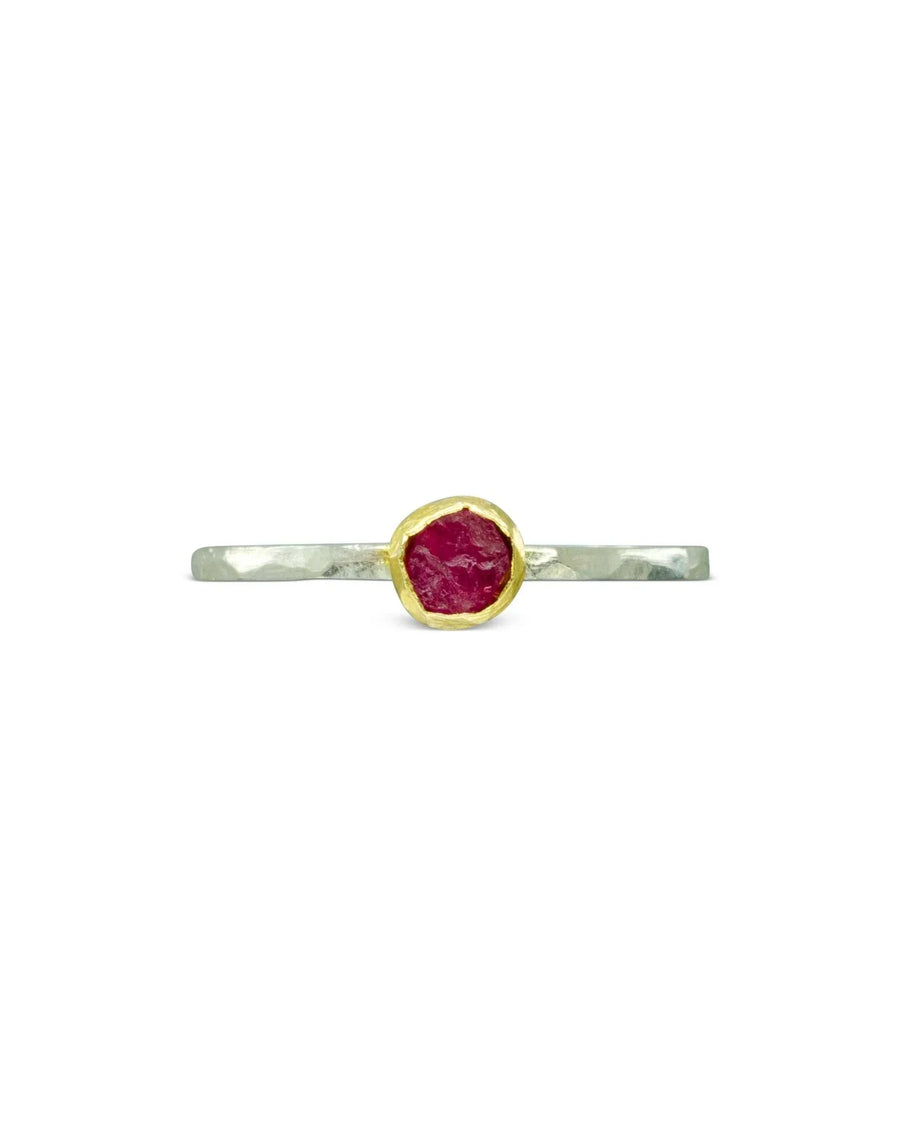 Rough Cut Ruby Silver Stacking Ring Ring Pruden and Smith
