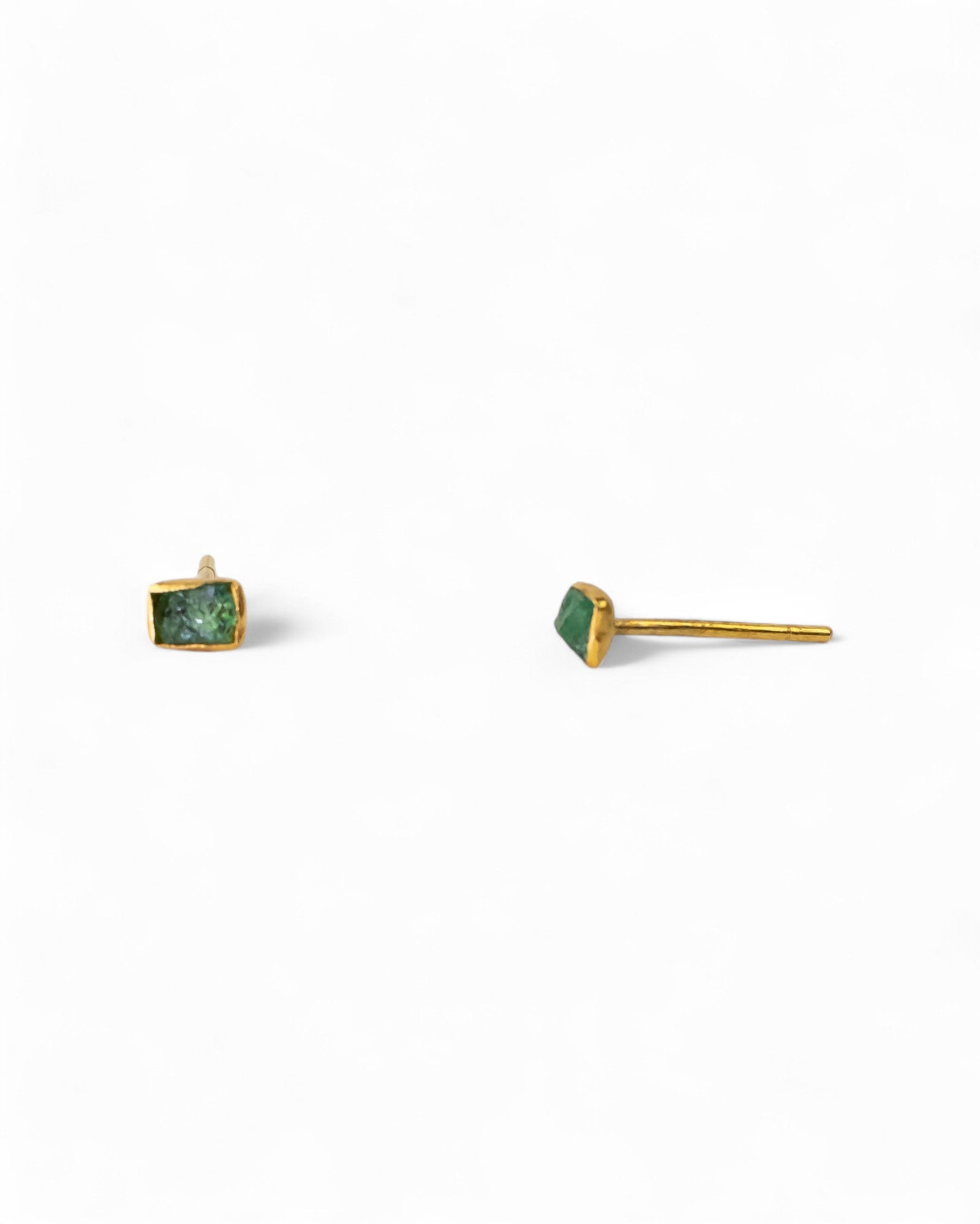 Rough Emerald Stud Earrings (Small) Earrings Pruden and Smith