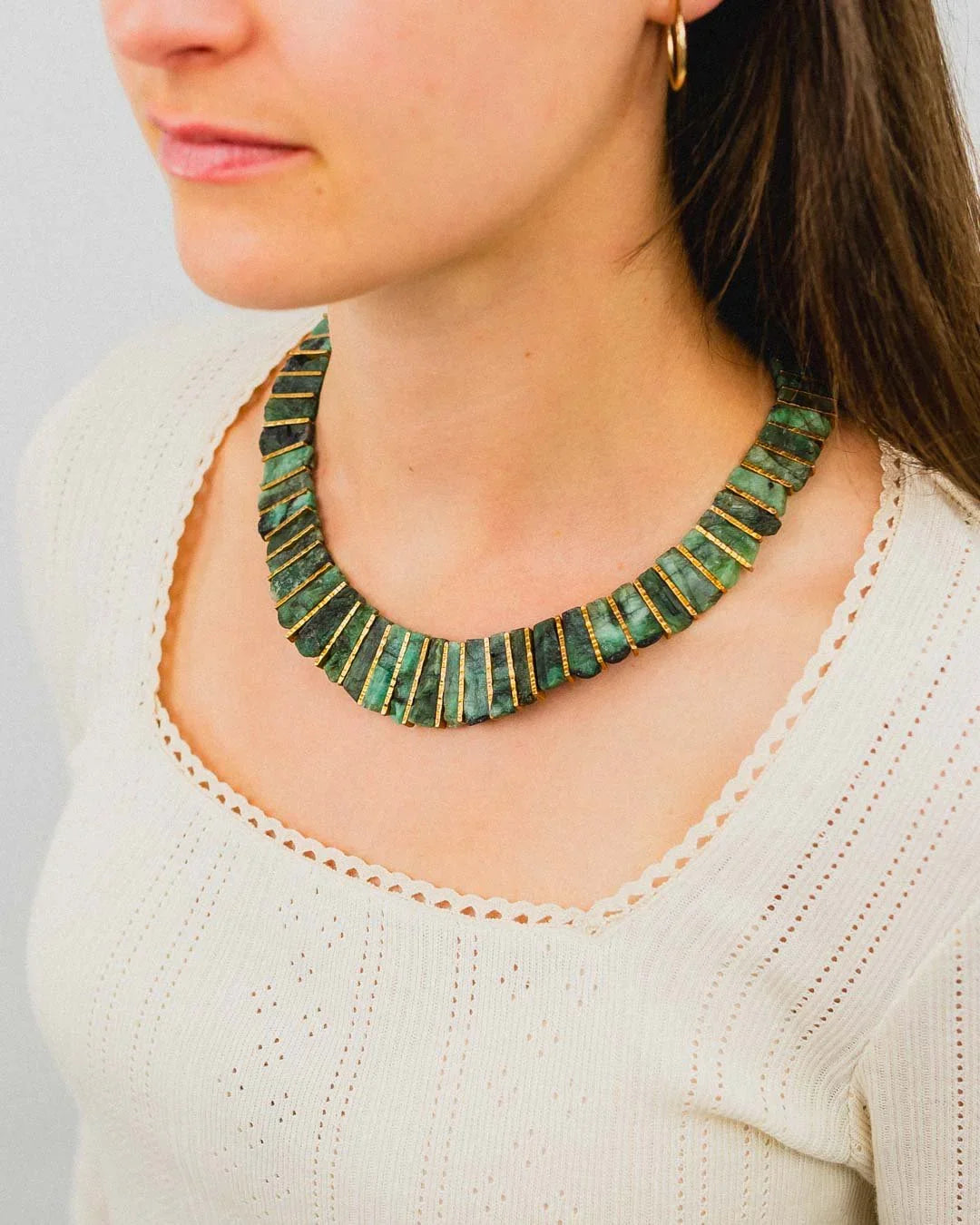 Rough Emerald Tab Necklace Necklace Pruden and Smith