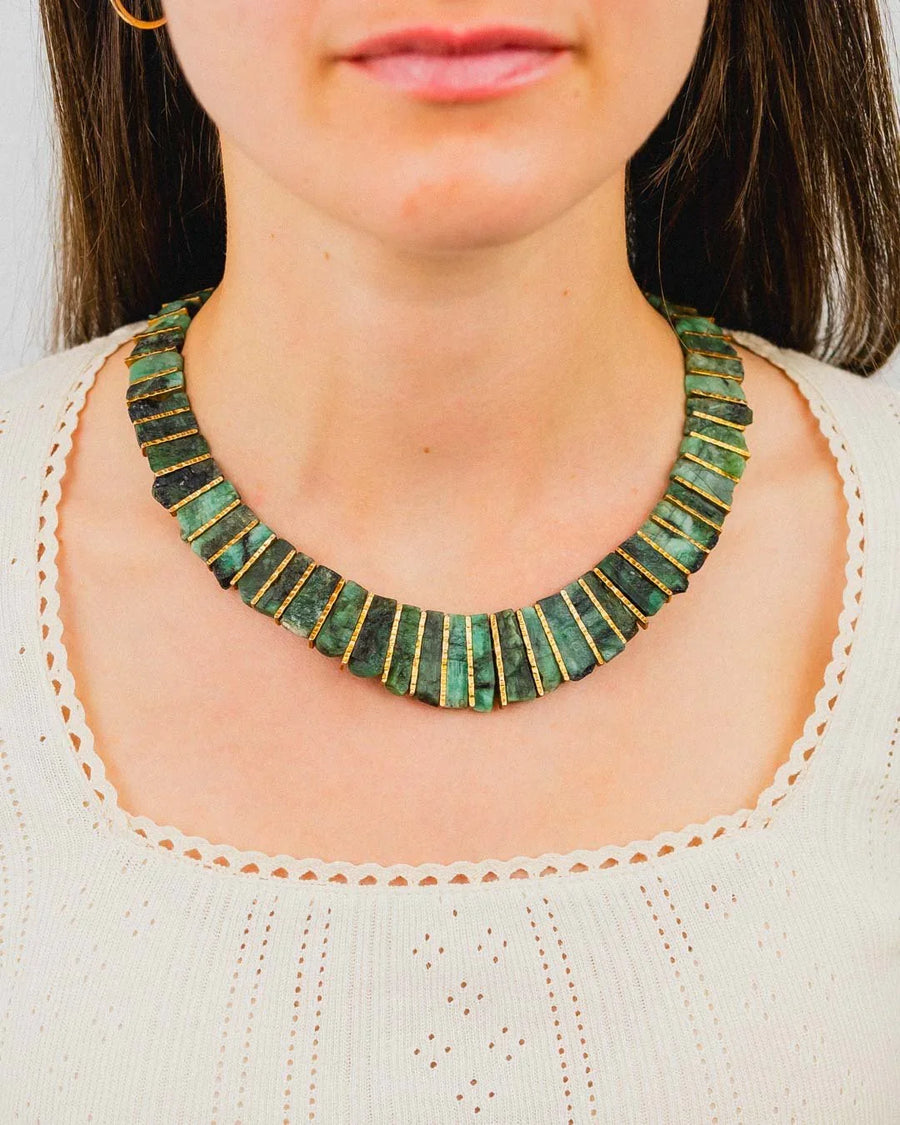 Rough Emerald Tab Necklace Necklace Pruden and Smith