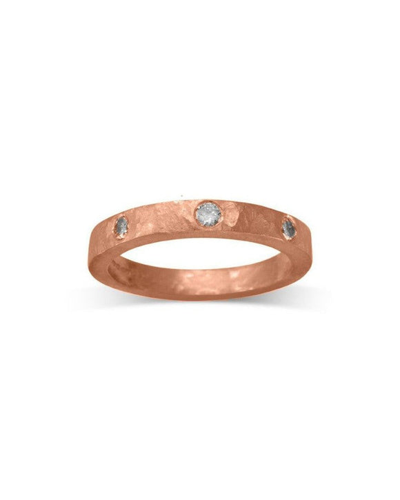 Rough Hammered Diamond Eternity Ring Ring Pruden and Smith 18ct Rose Gold