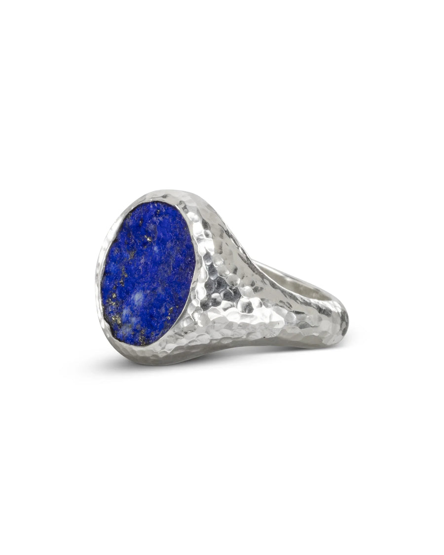 Unique Rough Hammered Lapis Lazuli Signet Ring Pruden and Smith