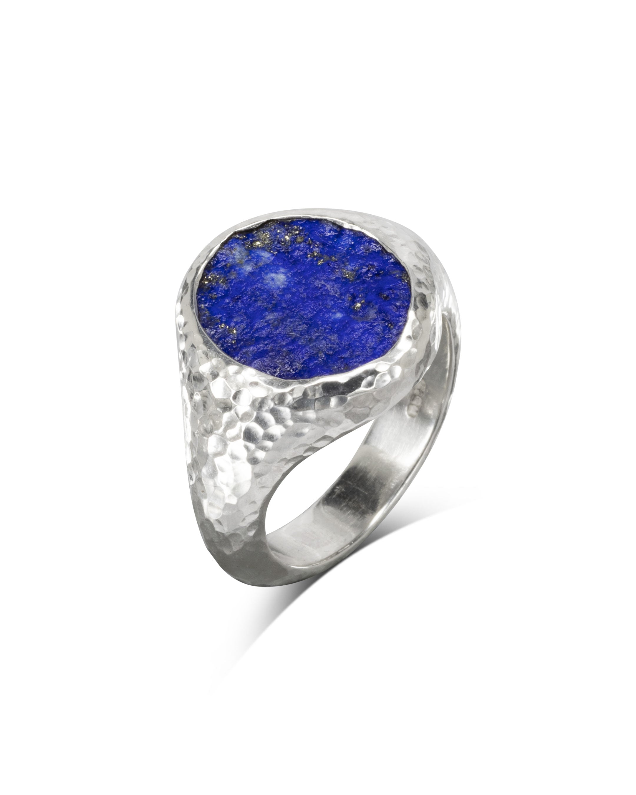 Rough Hammered Lapis Lazuli Signet Ring Pruden and Smith