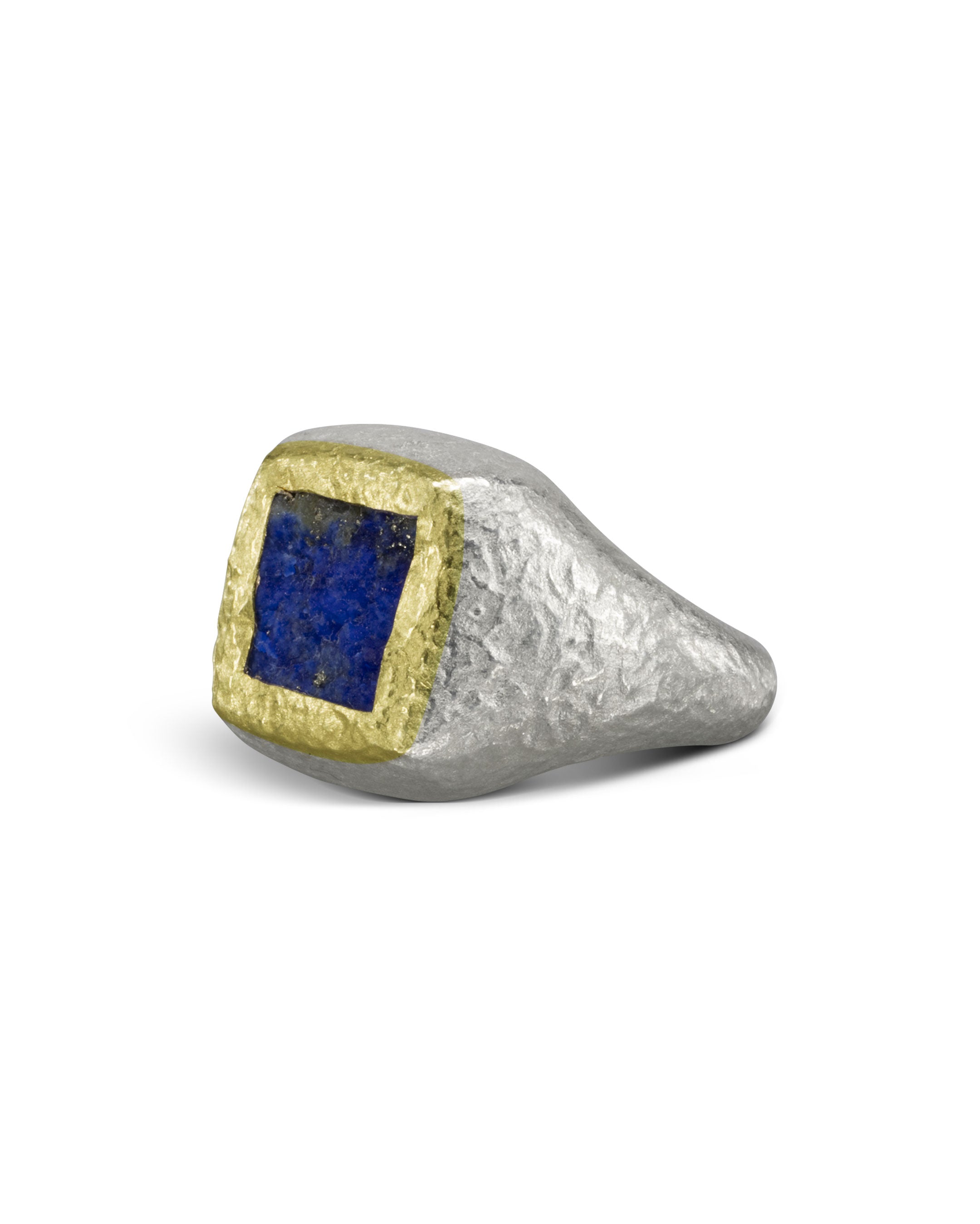 Rough Hammered Lapis Lazuli Signet Ring Pruden and Smith