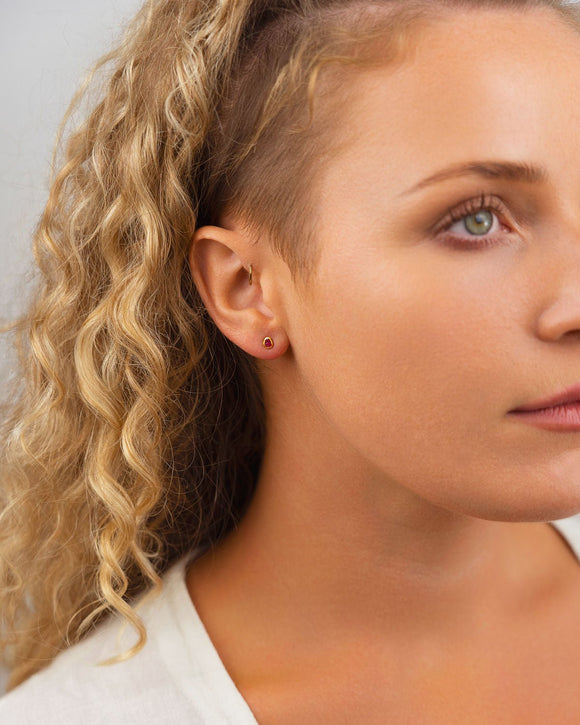 Rough Ruby 18ct Gold Stud Earrings Earrings Pruden and Smith