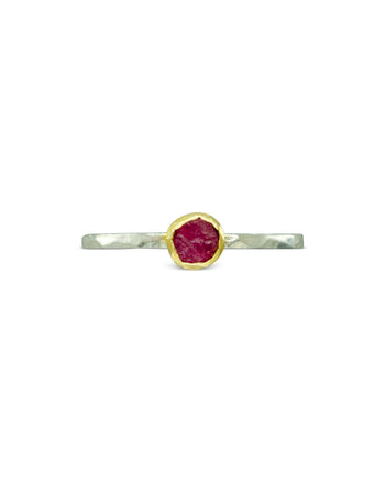 Rough Cut Ruby Silver Stacking Ring Ring Pruden and Smith   